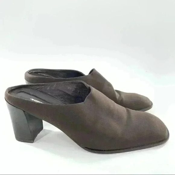 Donald J pliner heels size 8.5 chocolate brown square toe vintage 90s academia - Picture 1 of 12